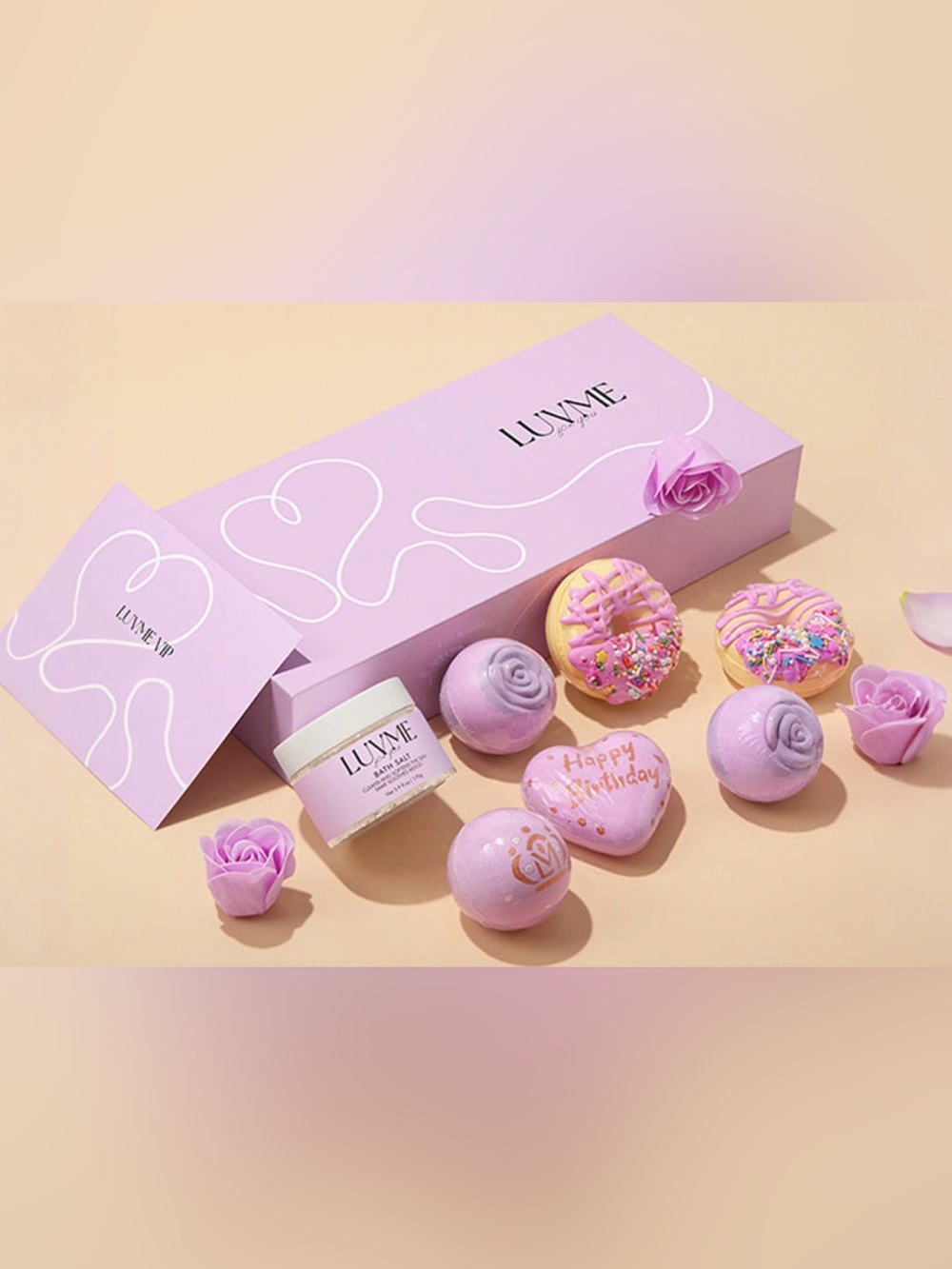LUVME Lavender Bath Ball  Gift Set - Includes Bath Bombs, Soap & Salts 💜
